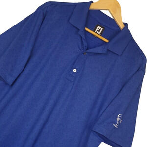 FootJoy Men's Golf Polo Shirt Medium Blue Buckhorn Floral AOP Short Sleeve